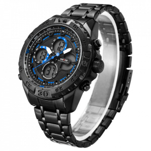 Ceas WEIDE, Quartz, Casual Sport, Albastru, Curea Metalica, WH6909B-4C