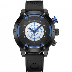 Ceas WEIDE, Quartz, Casual Sport, Albastru, Curea Piele, WH6301B-4C