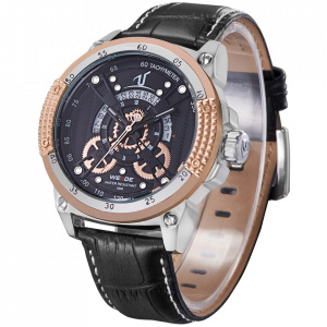 Ceas WEIDE, Quartz, Casual Sport, Auriu, Curea Piele, UV1605-6C