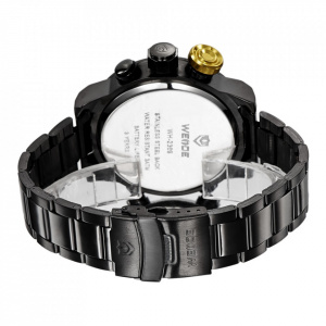 Ceas WEIDE, Quartz, Casual Sport, Galben, Curea Metalica, WH2309B-3C