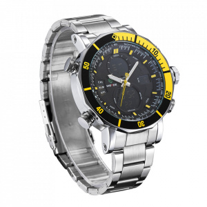 Ceas WEIDE, Quartz, Casual Sport, Galben, Curea Metalica, WH5203-4C
