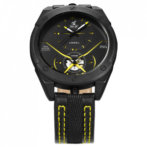 Ceas WEIDE, Quartz, Casual Sport, Galben, Curea Piele, UV1703-3C