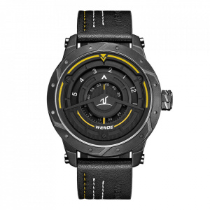 Ceas WEIDE, Quartz, Casual Sport, Galben, Curea Piele, UV1708B-3C