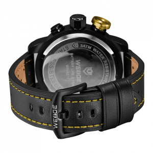 Ceas WEIDE, Quartz, Casual Sport, Galben, Curea Piele, WH5210B-3C