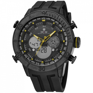 Ceas WEIDE, Quartz, Casual Sport, Galben, Curea Silicon, WH6308B-7C
