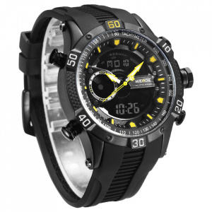 Ceas WEIDE, Quartz, Casual Sport, Galben, Curea Silicon, WH6902B-8C