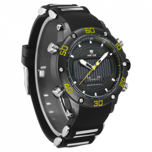 Ceas WEIDE, Quartz, Casual Sport, Galben, Curea Silicon, WH6910B-7C