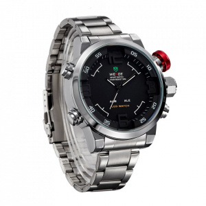 Ceas WEIDE, Quartz, Casual Sport, Negru, Curea Metalica, WH2309-1C