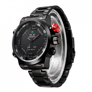 Ceas WEIDE, Quartz, Casual Sport, Negru, Curea Metalica, WH2309B-1C