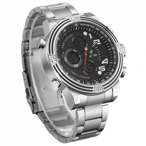 Ceas WEIDE, Quartz, Casual Sport, Negru, Curea Metalica, WH5209-1C