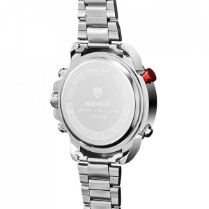 Ceas WEIDE, Quartz, Casual Sport, Negru, Curea Metalica, WH6108-1C