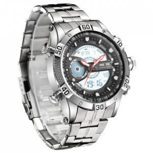Ceas WEIDE, Quartz, Casual Sport, Negru, Curea Metalica, WH6902-1C