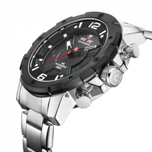 Ceas WEIDE, Quartz, Casual Sport, Negru, Curea Metalica, WH8504-1C