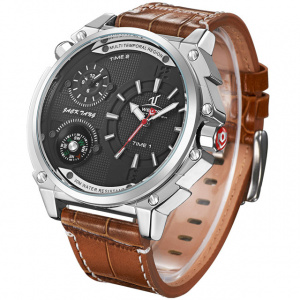 Ceas WEIDE, Quartz, Casual Sport, Negru, Curea Piele, UV1507-1C