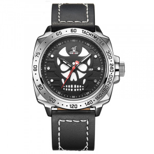Ceas WEIDE, Quartz, Casual Sport, Negru, Curea Piele, UV1510-2C