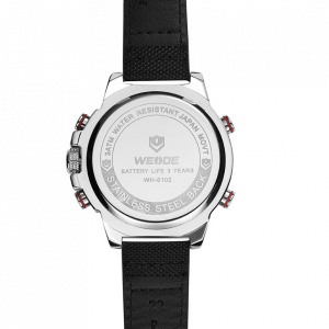 Ceas WEIDE, Quartz, Casual Sport, Negru, Curea Piele, WH6102-3C