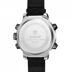 Ceas WEIDE, Quartz, Casual Sport, Negru, Curea Piele, WH6103-1C