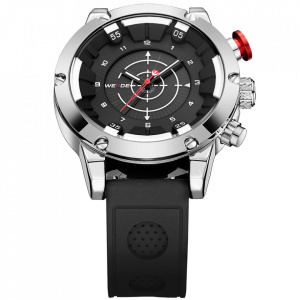 Ceas WEIDE, Quartz, Casual Sport, Negru, Curea Piele, WH6301-1C