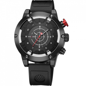 Ceas WEIDE, Quartz, Casual Sport, Negru, Curea Piele, WH6301B-1C