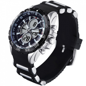 Ceas WEIDE, Quartz, Casual Sport, Negru, Curea Silicon, WH1103-7C