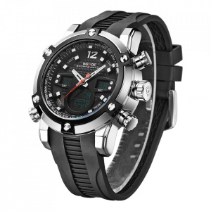 Ceas WEIDE, Quartz, Casual Sport, Negru, Curea Silicon, WH5205-7C
