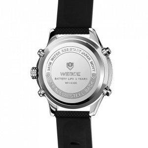 Ceas WEIDE, Quartz, Casual Sport, Negru, Curea Silicon, WH6306-3C
