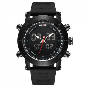 Ceas WEIDE, Quartz, Casual Sport, Negru, Curea Silicon, WH6309B-1C