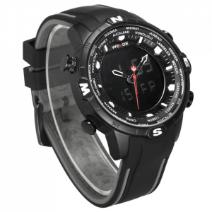 Ceas WEIDE, Quartz, Casual Sport, Negru, Curea Silicon, WH6310B-1C