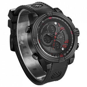 Ceas WEIDE, Quartz, Casual Sport, Rosu, Curea Piele, WH5209B-6C