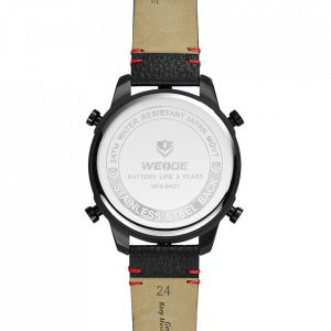 Ceas WEIDE, Quartz, Casual Sport, Rosu, Curea Piele, WH6401B-2C