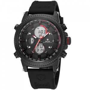 Ceas WEIDE, Quartz, Casual Sport, Rosu, Curea Silicon, WH6403B-2C