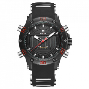Ceas WEIDE, Quartz, Casual Sport, Rosu, Curea Silicon, WH6910B-6C