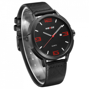 Ceas WEIDE, Quartz, Clasic, Rosu, Curea Piele, WD004B-1C