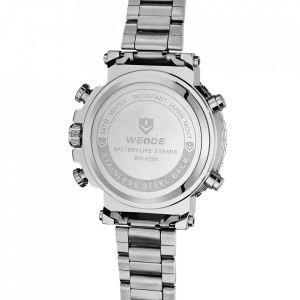 Ceas WEIDE, Quartz, Casual Sport, Alb, Curea Metalica, WH6305-2C