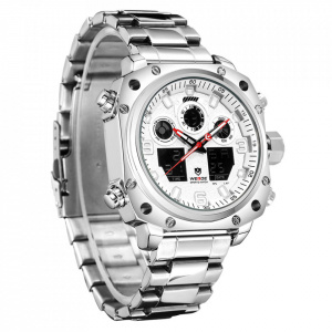 Ceas WEIDE, Quartz, Casual Sport, Alb, Curea Metalica, WH7303-2C