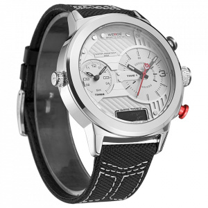 Ceas WEIDE, Quartz, Casual Sport, Alb, Curea Piele, WH6405-2C