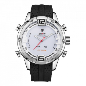 Ceas WEIDE, Quartz, Casual Sport, Alb, Curea Silicon, WH7301-2C