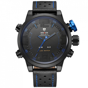 Ceas WEIDE, Quartz, Casual Sport, Albastru, Curea Piele, WH5210B-4C
