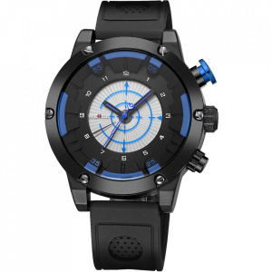 Ceas WEIDE, Quartz, Casual Sport, Albastru, Curea Piele, WH6301B-4C