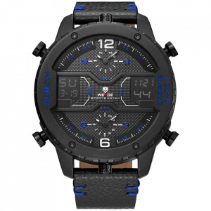 Ceas WEIDE, Quartz, Casual Sport, Albastru, Curea Piele, WH6401B-4C