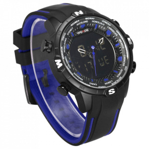 Ceas WEIDE, Quartz, Casual Sport, Albastru, Curea Silicon, WH6310B-4C