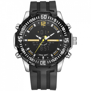 Ceas WEIDE, Quartz, Casual Sport, Galben, Curea Silicon, WH6105-10C