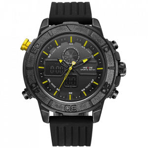 Ceas WEIDE, Quartz, Casual Sport, Galben, Curea Silicon, WH6108B-8C