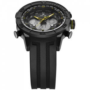Ceas WEIDE, Quartz, Casual Sport, Galben, Curea Silicon, WH6308B-7C
