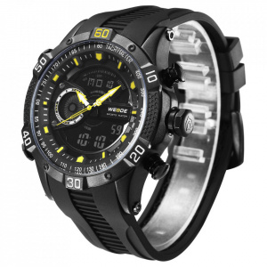 Ceas WEIDE, Quartz, Casual Sport, Galben, Curea Silicon, WH6902B-8C