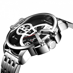 Ceas WEIDE, Quartz, Casual Sport, Negru, Curea Metalica, UV1702-1C