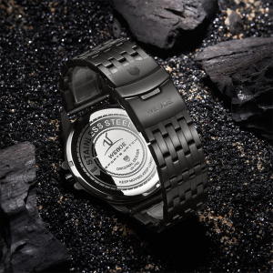 Ceas WEIDE, Quartz, Casual Sport, Negru, Curea Metalica, UV1702B-1C