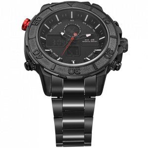 Ceas WEIDE, Quartz, Casual Sport, Negru, Curea Metalica, WH6108B-1C