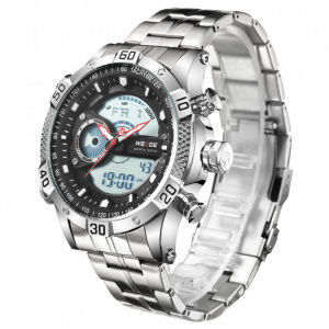 Ceas WEIDE, Quartz, Casual Sport, Negru, Curea Metalica, WH6902-1C