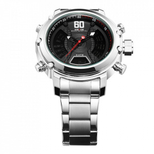 Ceas WEIDE, Quartz, Casual Sport, Negru, Curea Metalica, WH6905-1C